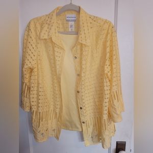 *Host Pick* Like New Women's Yellow Alfred Dunner 2-Piece Blouse PXL